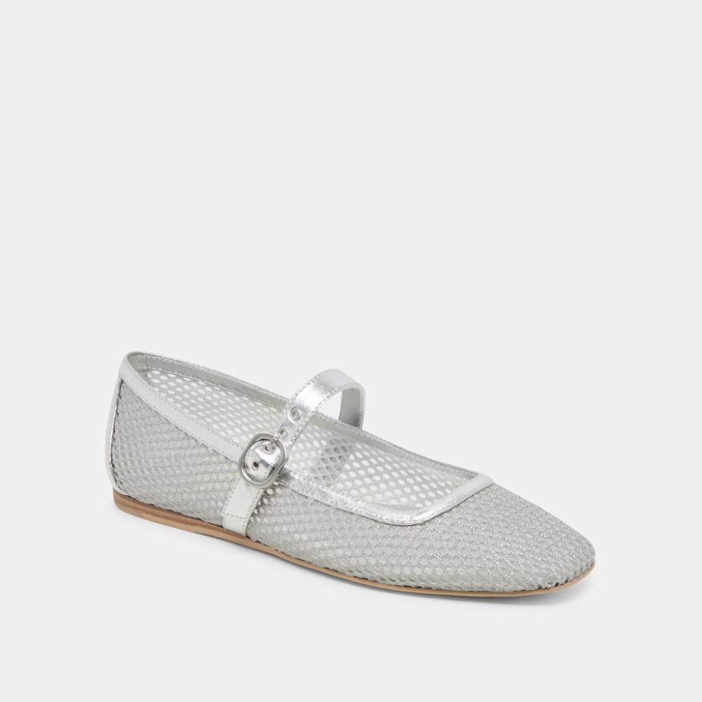 Dolce Vita Rodni Mesh Ballet Flats Silver Woven Mesh