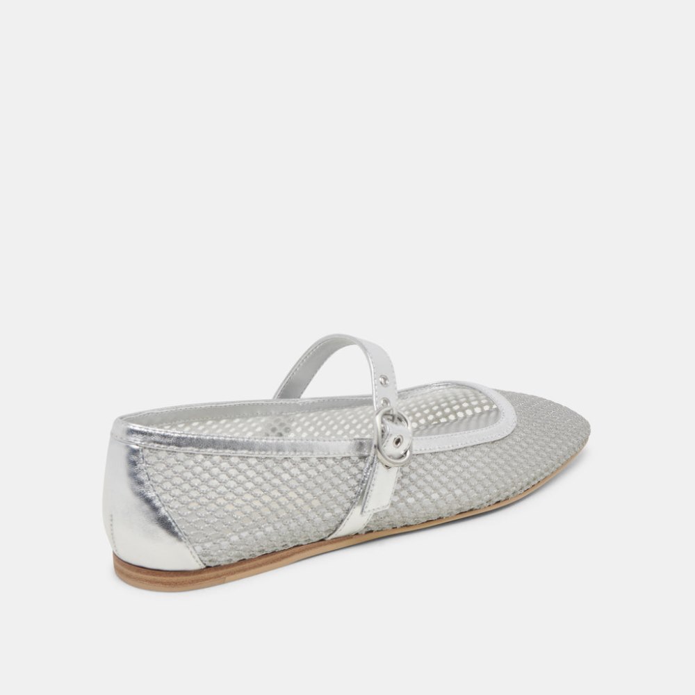 Dolce Vita Rodni Mesh Ballet Flats Silver Woven Mesh