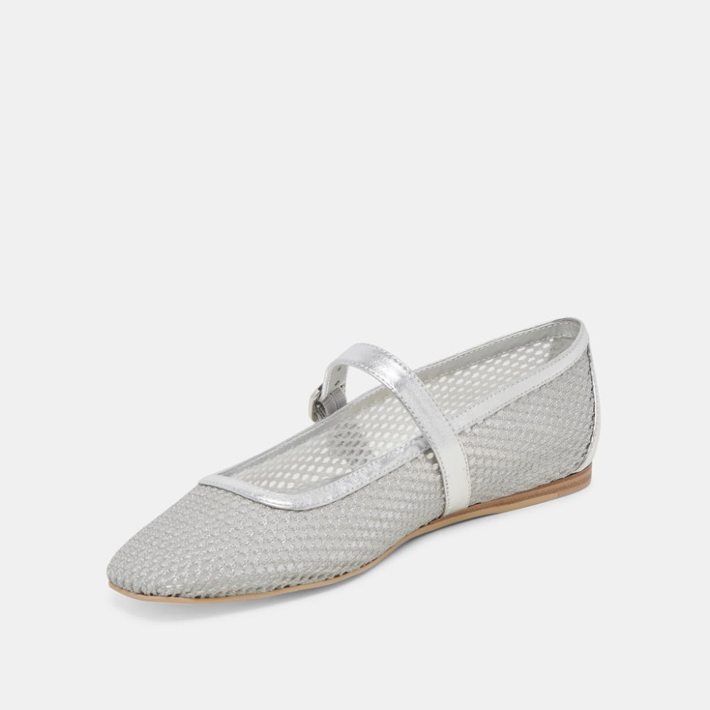 Dolce Vita Rodni Mesh Ballet Flats Silver Woven Mesh