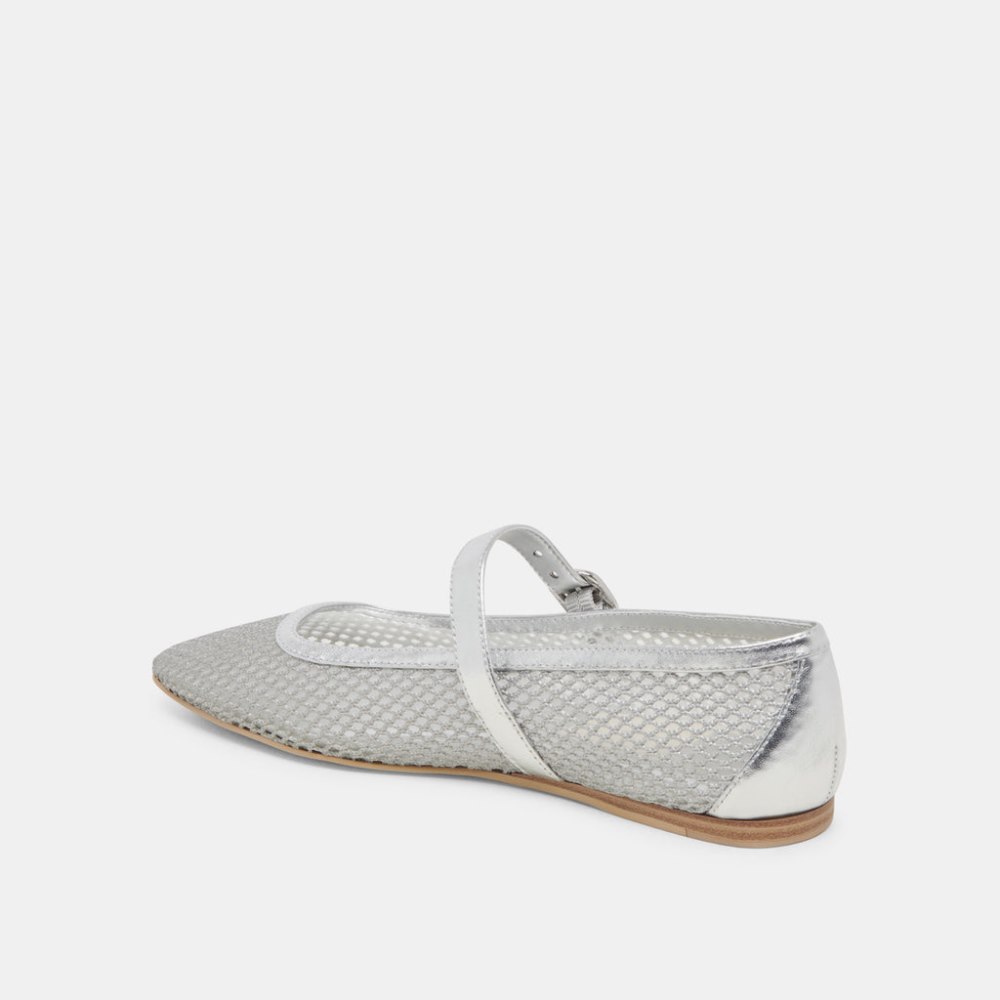 Dolce Vita Rodni Mesh Ballet Flats Silver Woven Mesh