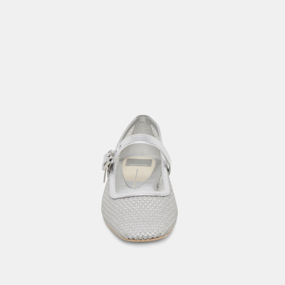 Dolce Vita Rodni Mesh Ballet Flats Silver Woven Mesh
