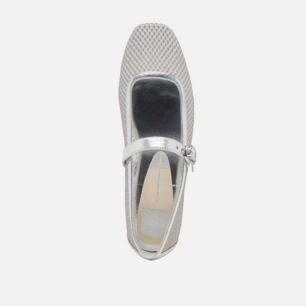 Dolce Vita Rodni Mesh Ballet Flats Silver Woven Mesh