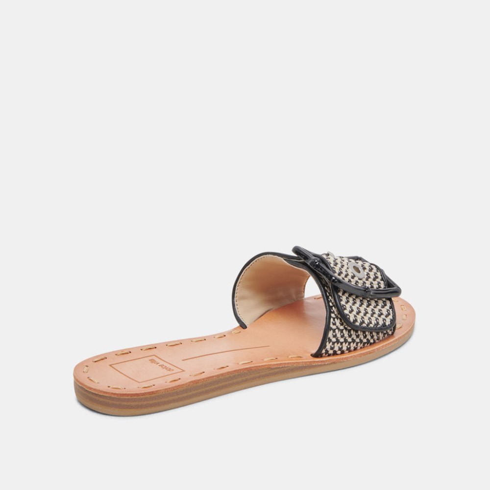 Dolce Vita Dasa Wide Sandals Black Natural Raffia