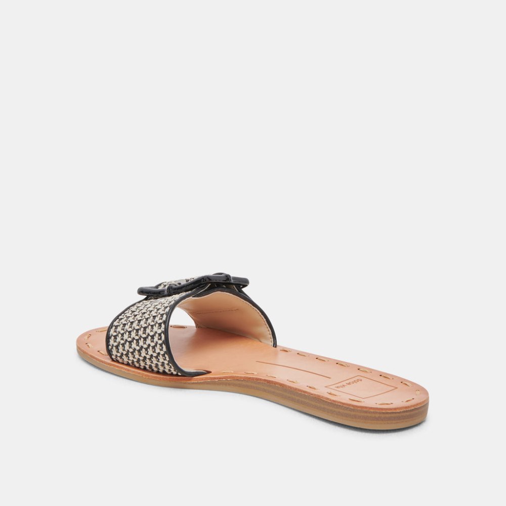 Dolce Vita Dasa Wide Sandals Black Natural Raffia