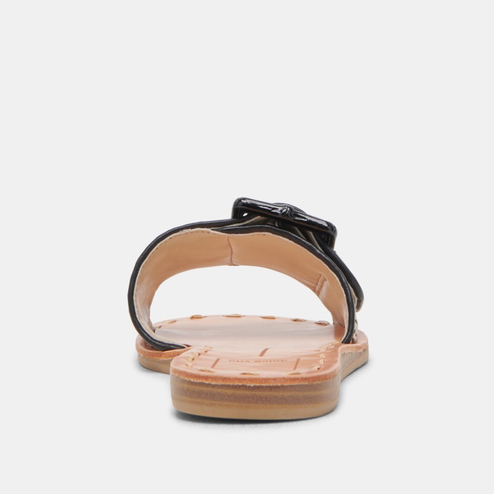 Dolce Vita Dasa Wide Sandals Black Natural Raffia