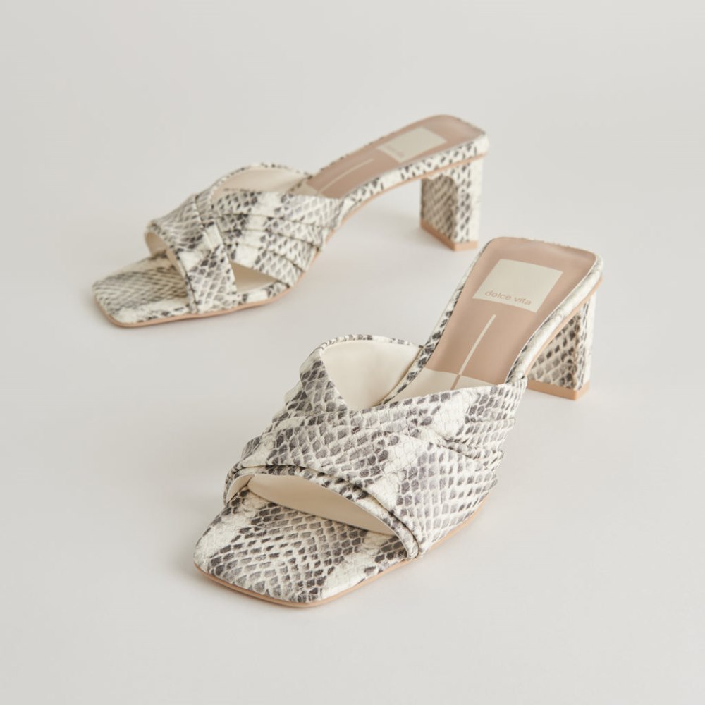 Dolce Vita Carlan Heels Grey White Embossed Snake