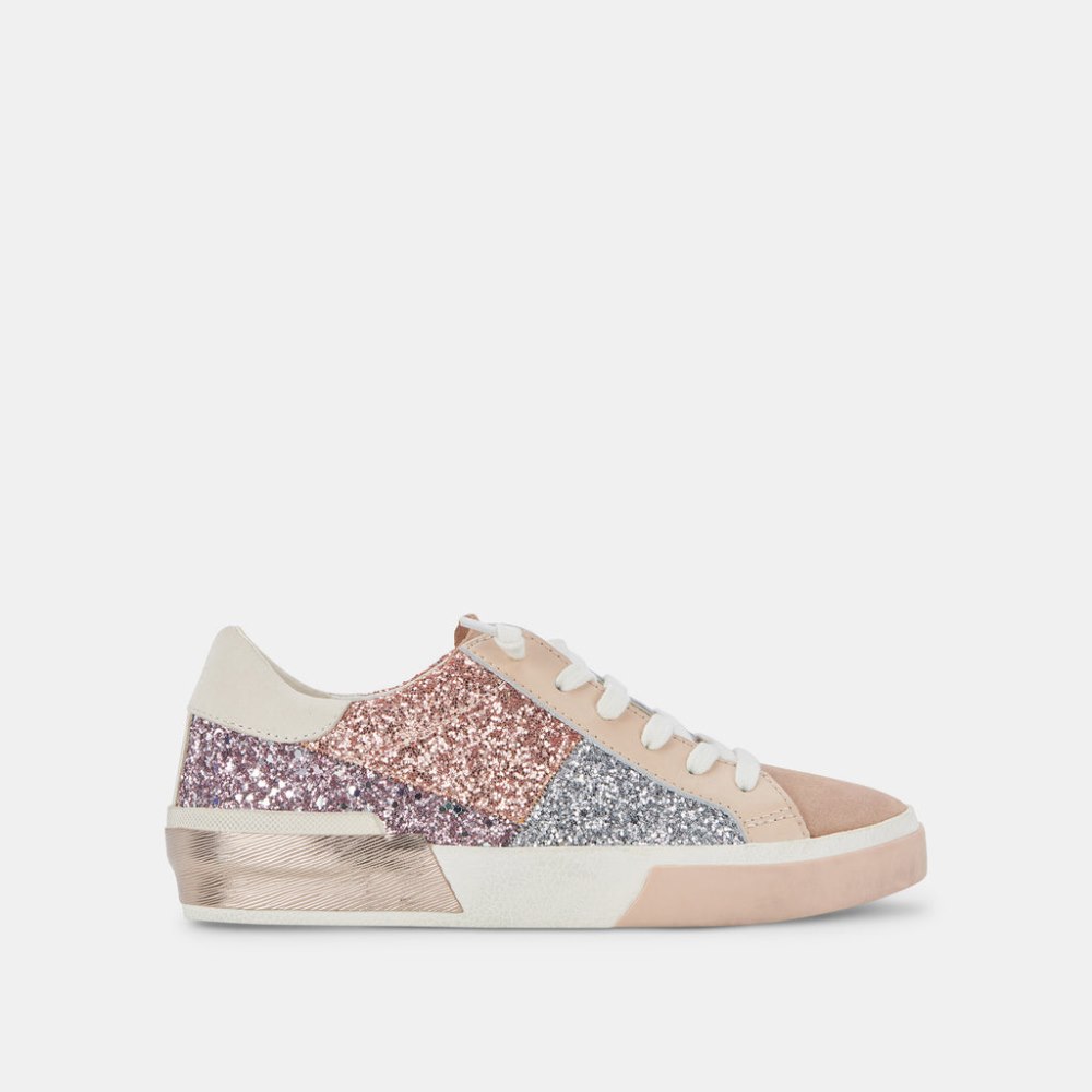 Dolce Vita Zina Patch Sneakers Rose Gold Multi Glitter