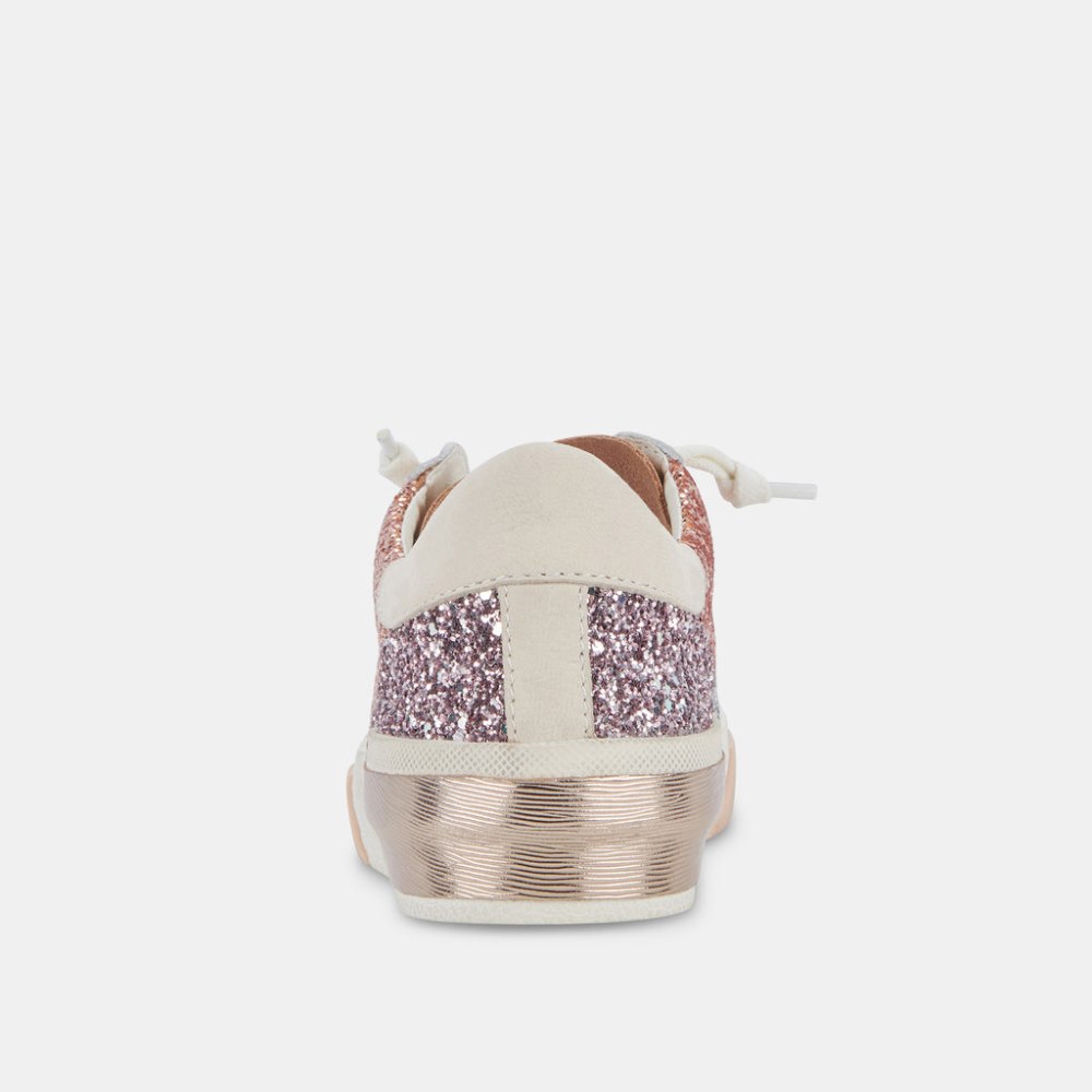 Dolce Vita Zina Patch Sneakers Rose Gold Multi Glitter