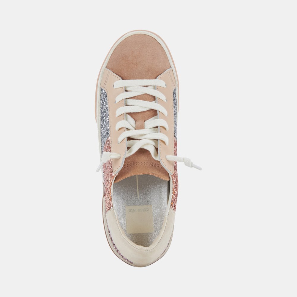 Dolce Vita Zina Patch Sneakers Rose Gold Multi Glitter