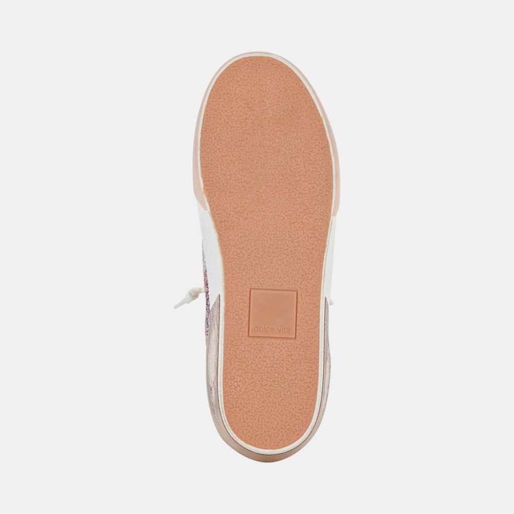 Dolce Vita Zina Patch Sneakers Rose Gold Multi Glitter