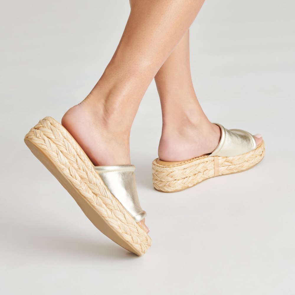Dolce Vita Chavi Sandals Light Gold Metallic Leather