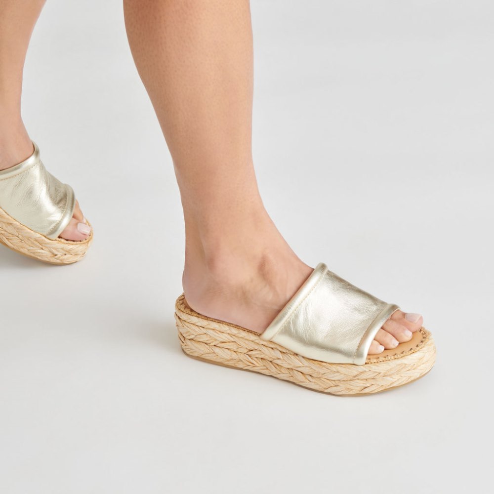Dolce Vita Chavi Sandals Light Gold Metallic Leather