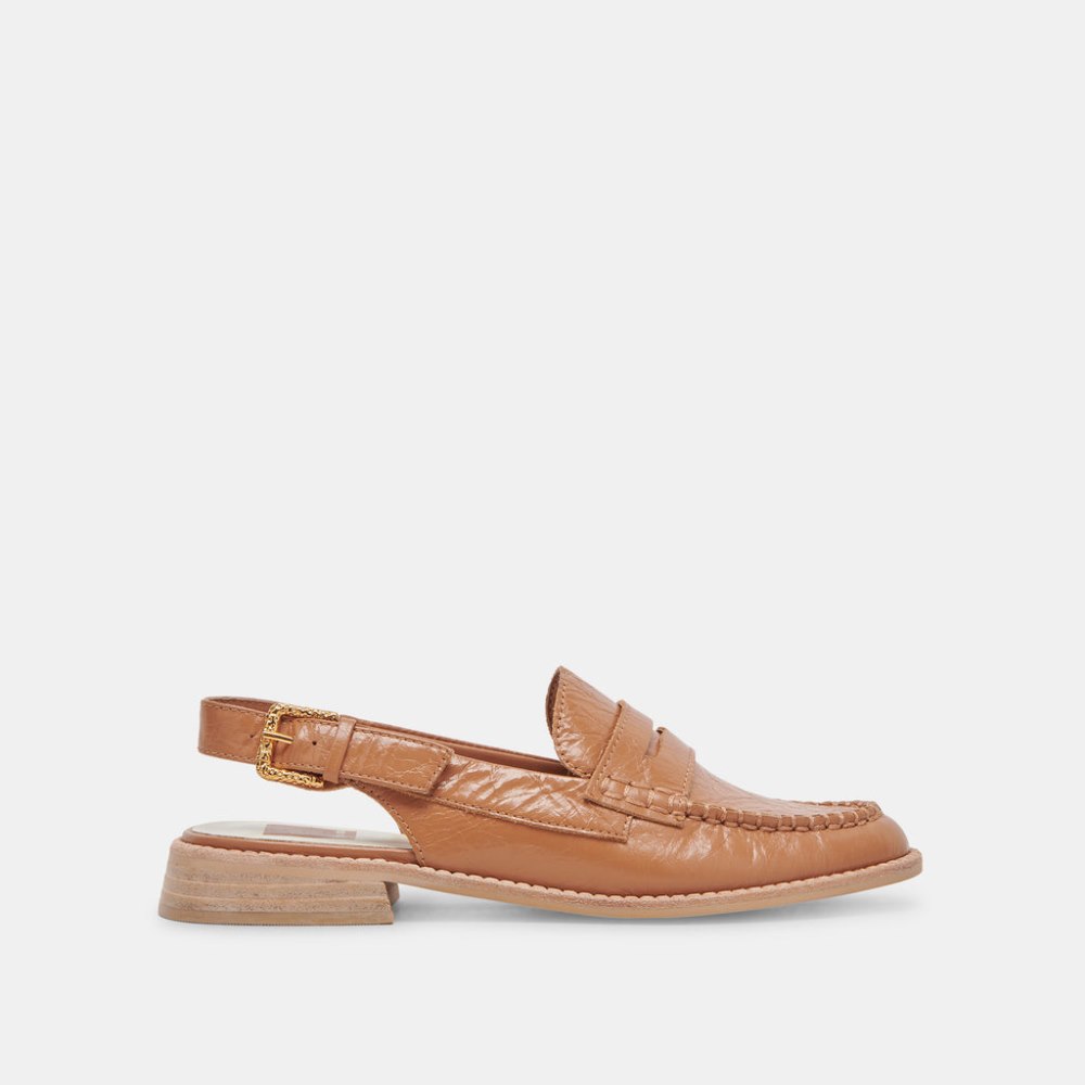 Dolce Vita Hardi Loafers Tan Crinkle Patent