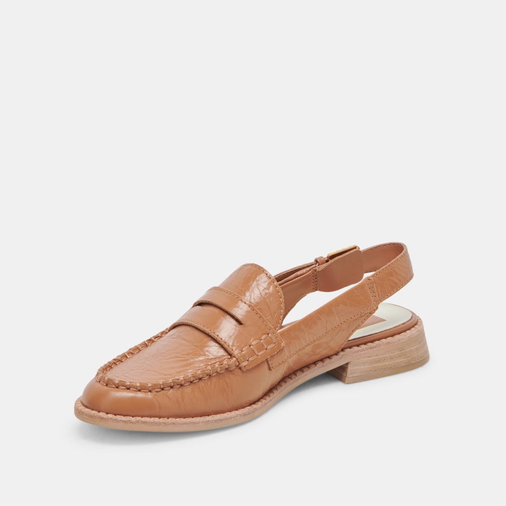 Dolce Vita Hardi Loafers Tan Crinkle Patent