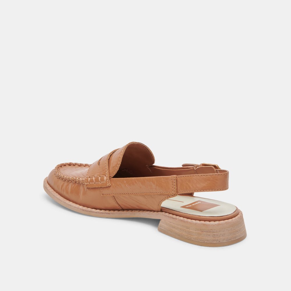 Dolce Vita Hardi Loafers Tan Crinkle Patent