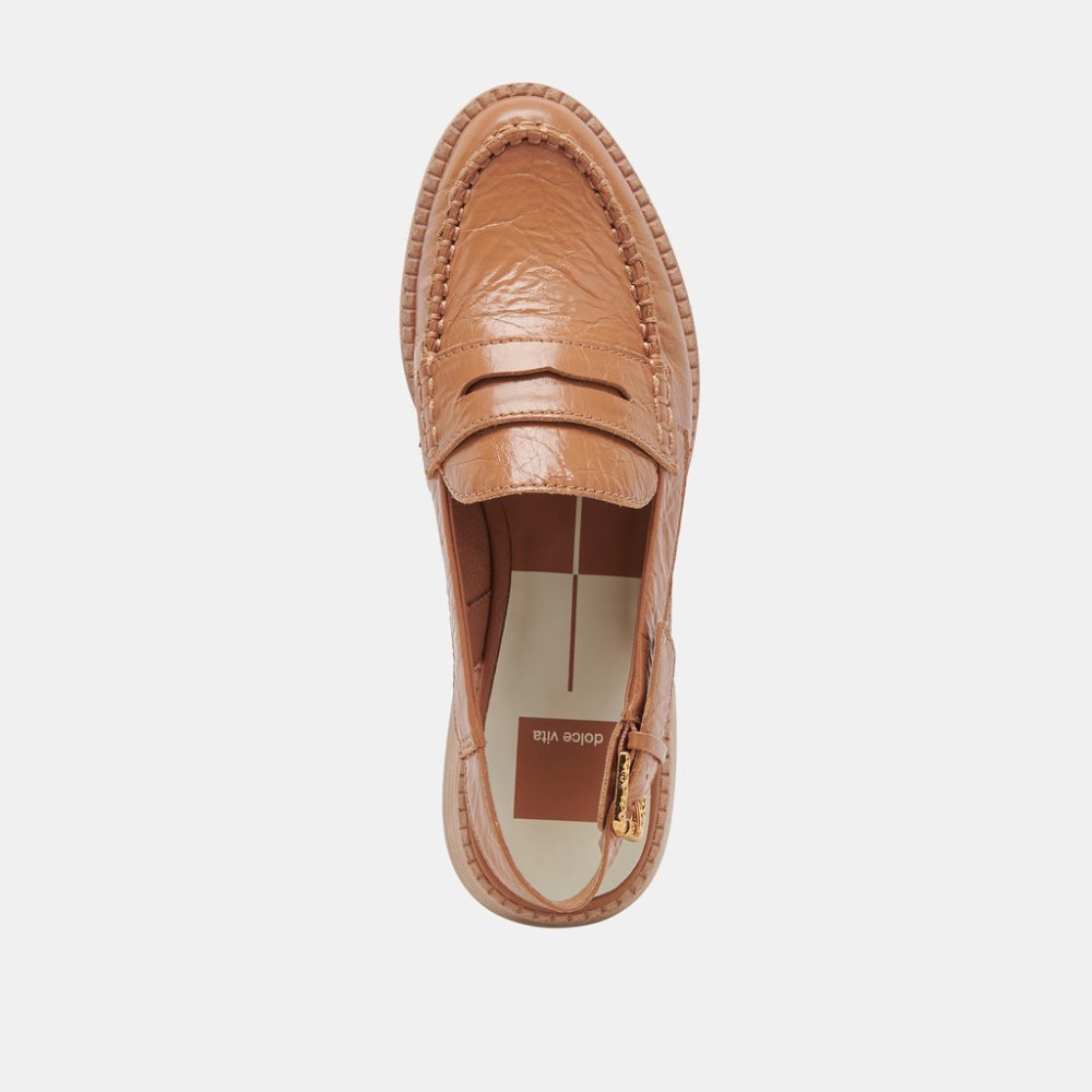 Dolce Vita Hardi Loafers Tan Crinkle Patent