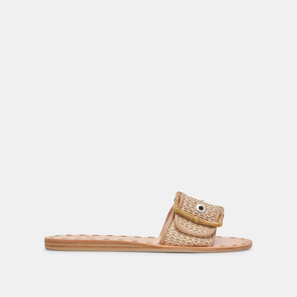 Dolce Vita Dasa Wide Sandals White Natural Raffia