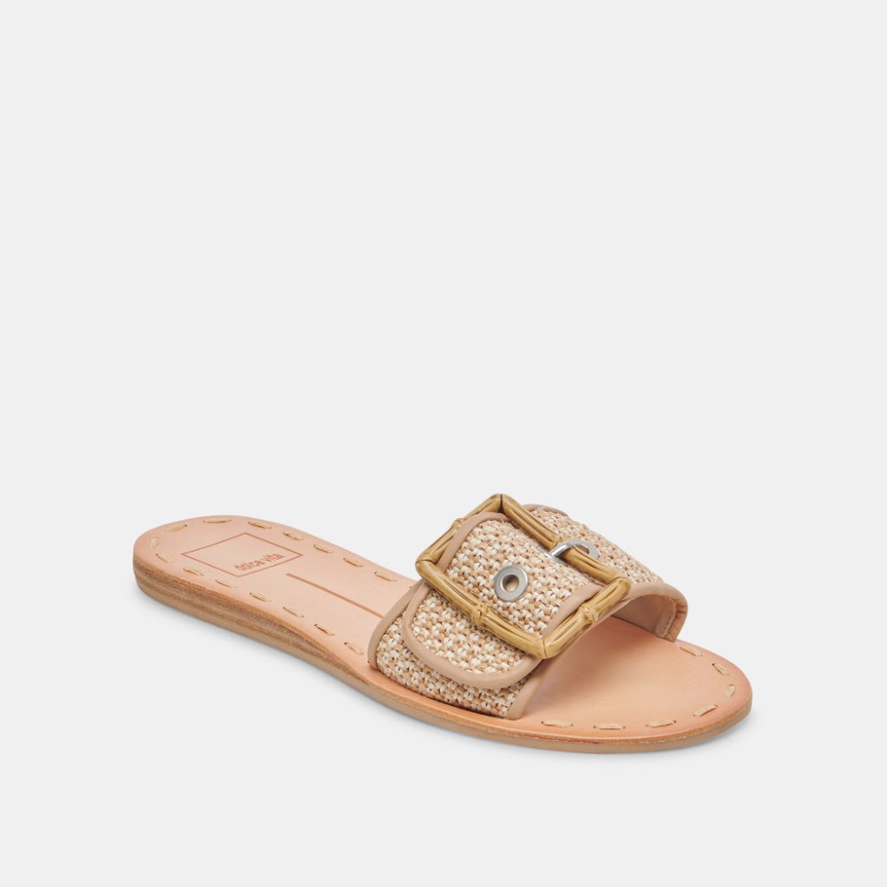 Dolce Vita Dasa Wide Sandals White Natural Raffia