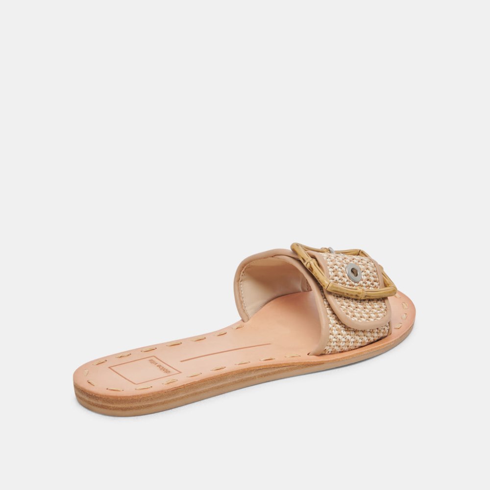 Dolce Vita Dasa Wide Sandals White Natural Raffia