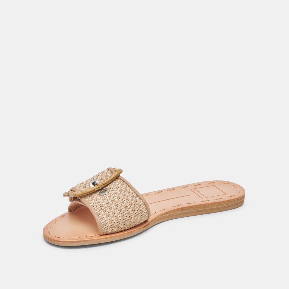 Dolce Vita Dasa Wide Sandals White Natural Raffia