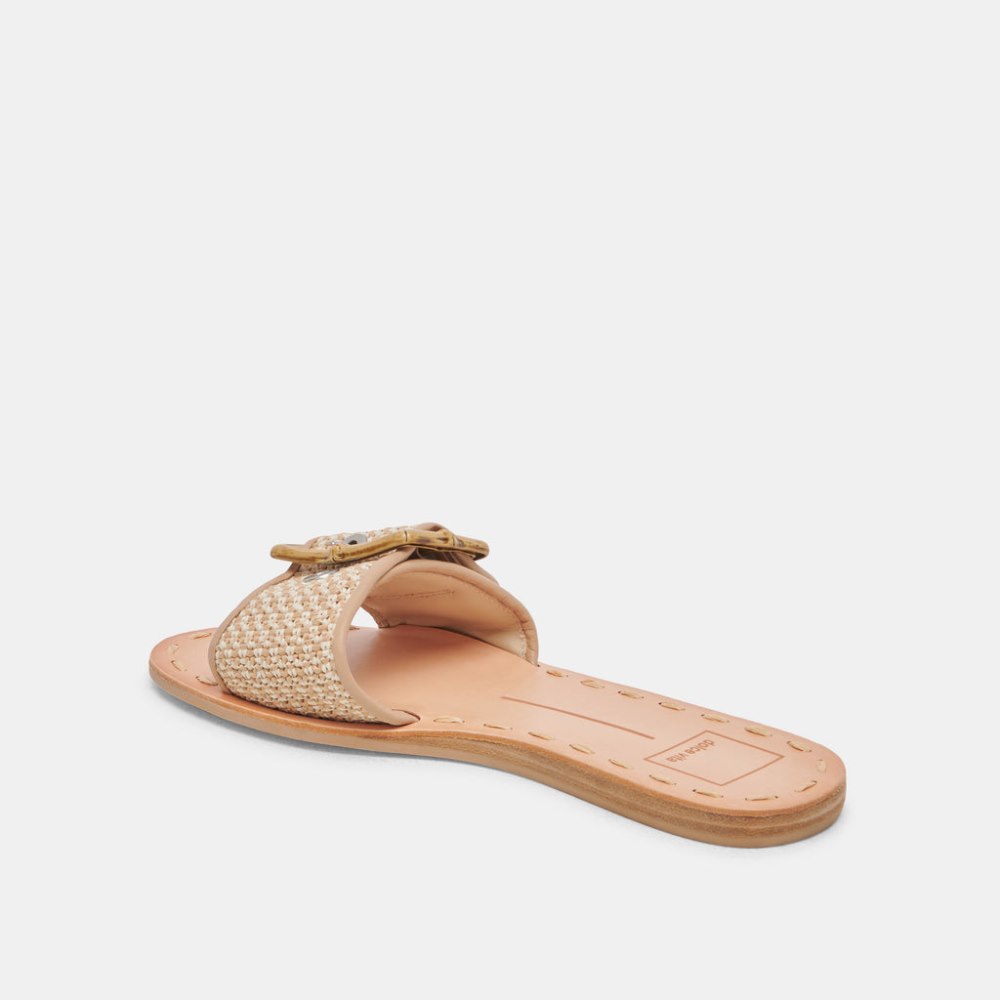 Dolce Vita Dasa Wide Sandals White Natural Raffia