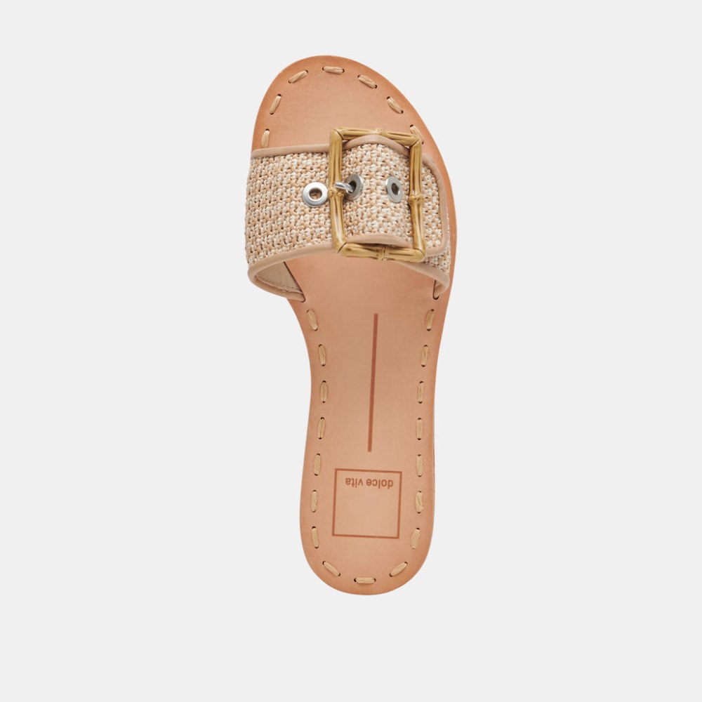 Dolce Vita Dasa Wide Sandals White Natural Raffia