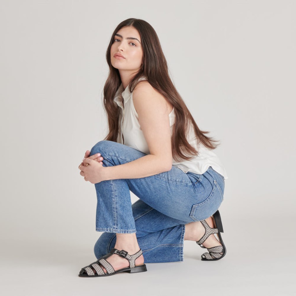 Dolce Vita Holis Sandals Black Multi Raffia