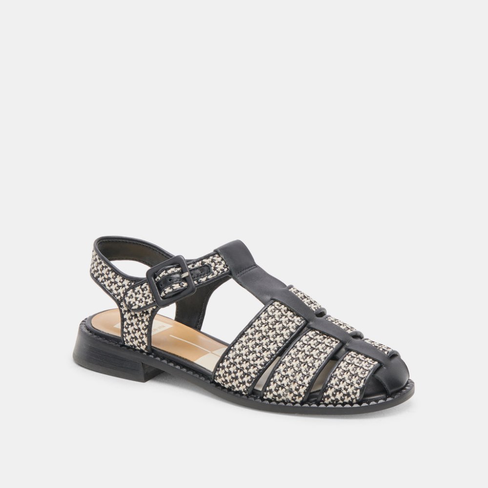 Dolce Vita Holis Sandals Black Multi Raffia