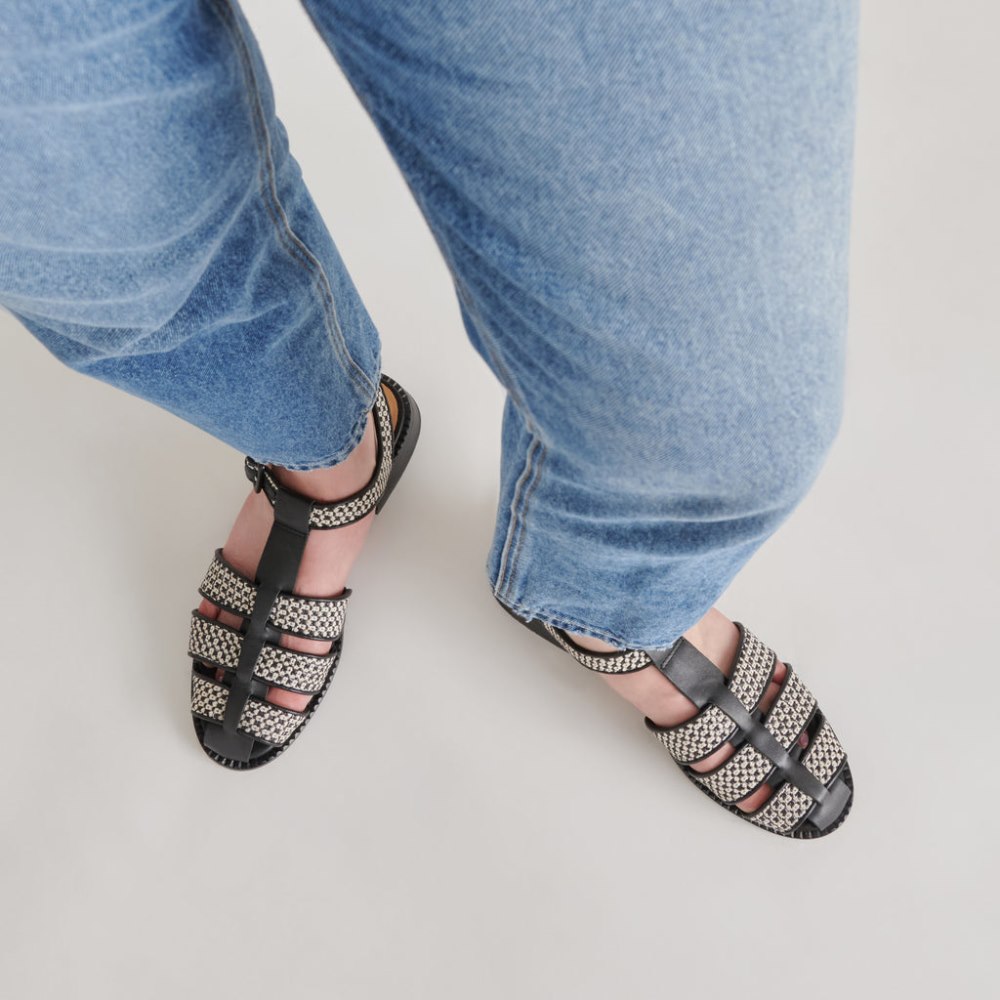 Dolce Vita Holis Sandals Black Multi Raffia