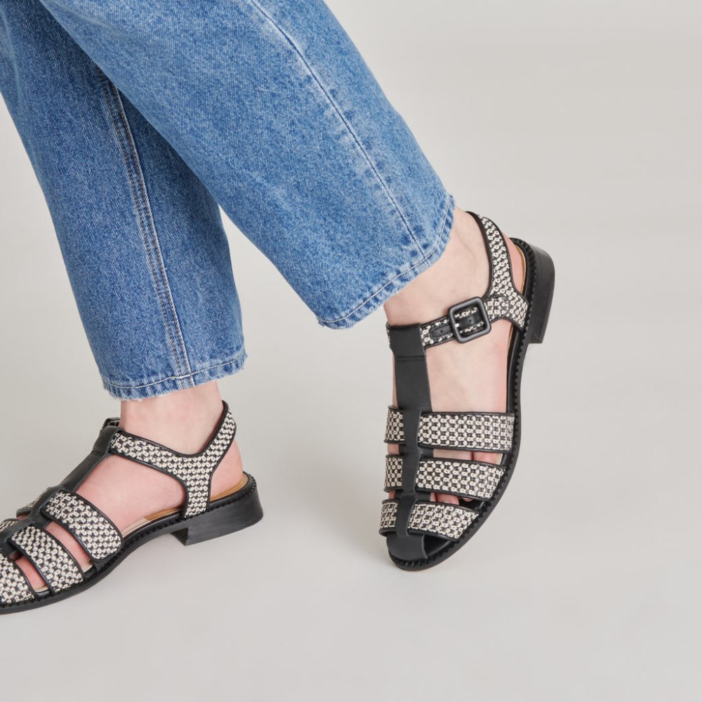 Dolce Vita Holis Sandals Black Multi Raffia