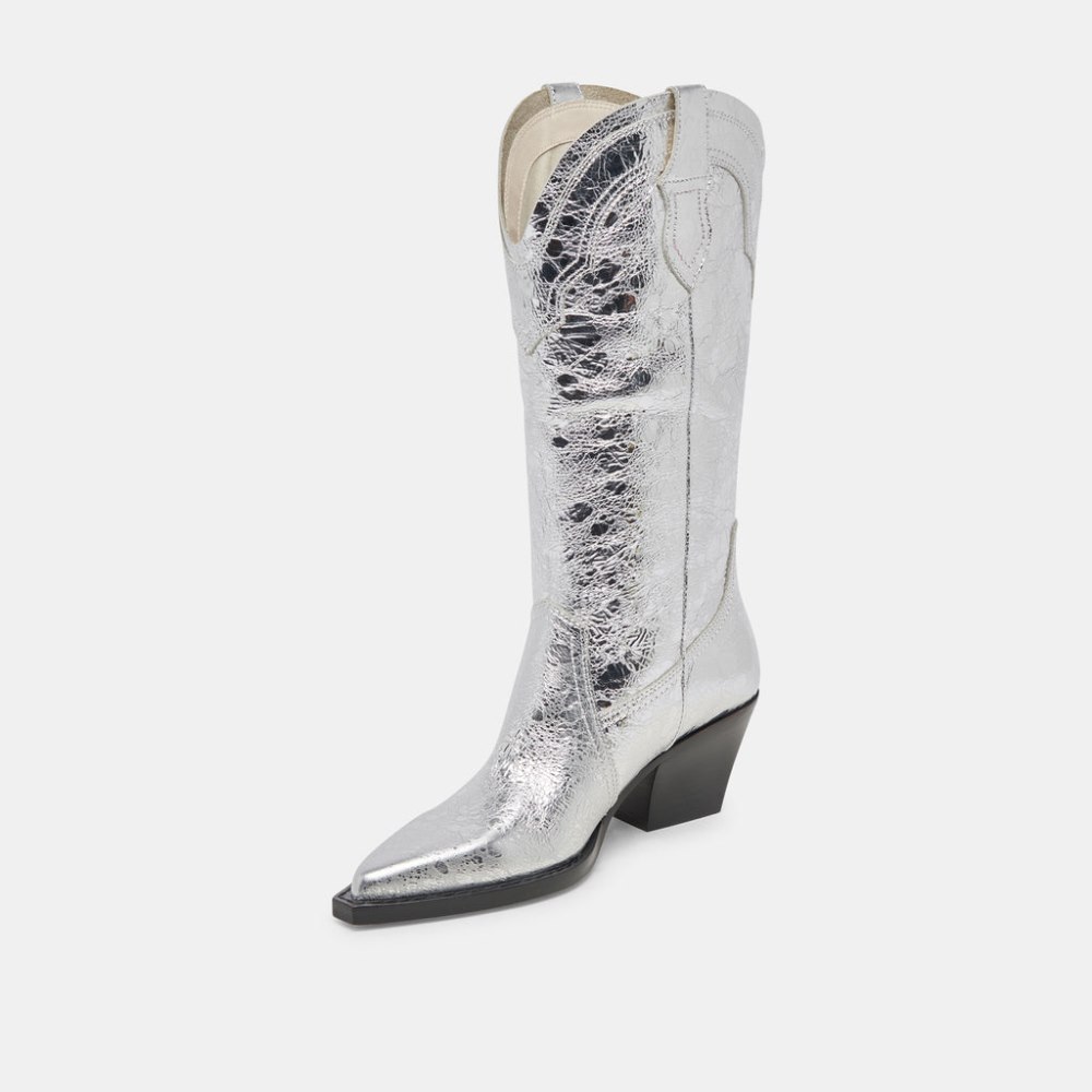 Dolce Vita Rasima Boots Silver Distressed Leather