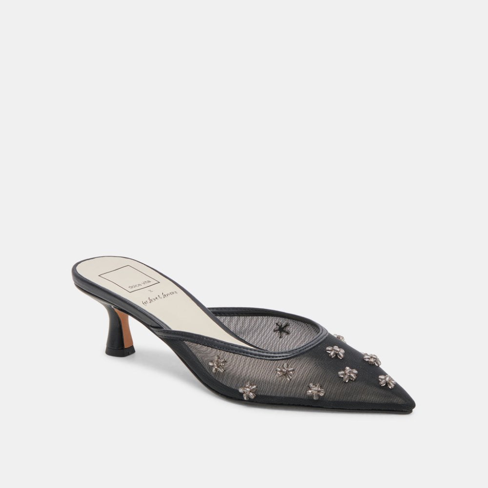 Dolce Vita Claire Wide Heels Black Mesh
