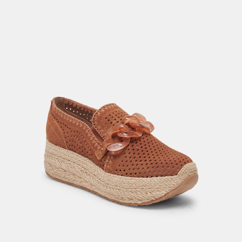 Dolce Vita Jhenee Espadrille Sneakers Pecan Perforated Suede