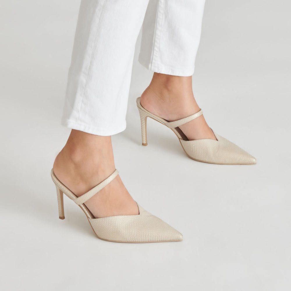 Dolce Vita Kanika Heels Champagne Embossed Leather
