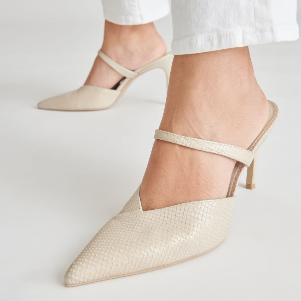 Dolce Vita Kanika Heels Champagne Embossed Leather