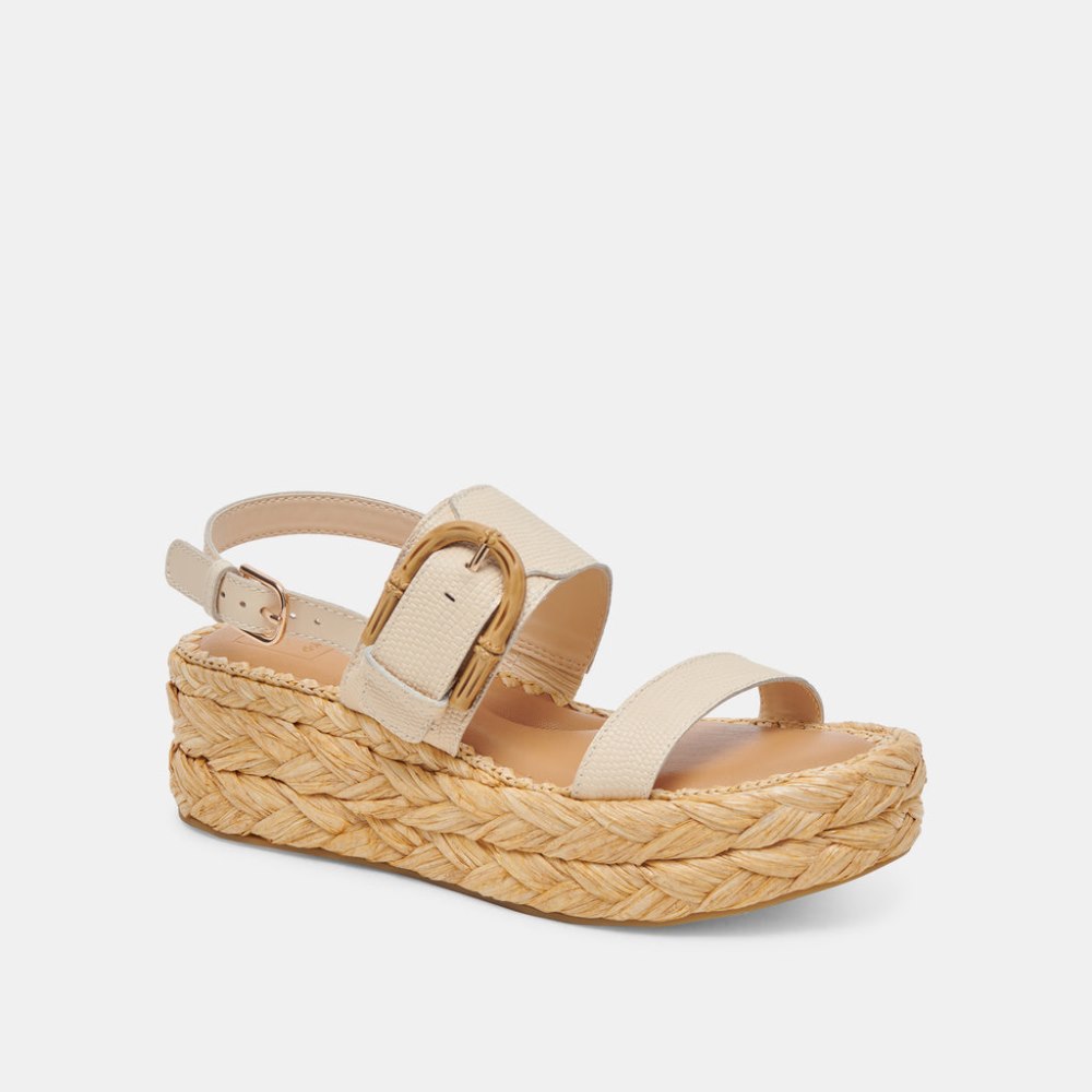 Dolce Vita Chera Sandals Bone Embossed Leather