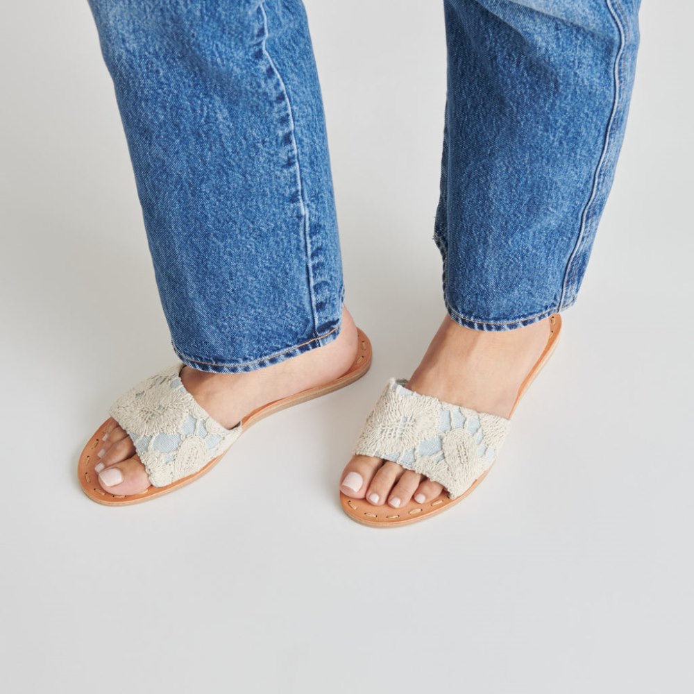 Dolce Vita Dalon Sandals Cream Blue Lace