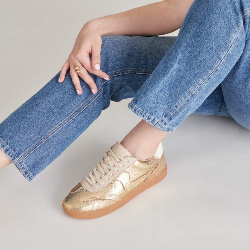 Dolce Vita Notice Sneakers Gold Distressed Leather