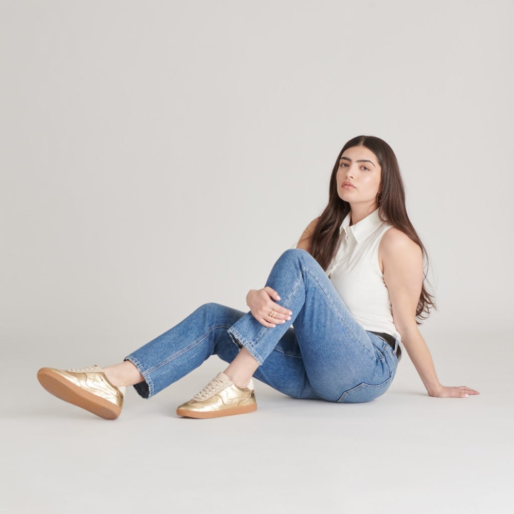 Dolce Vita Notice Sneakers Gold Distressed Leather