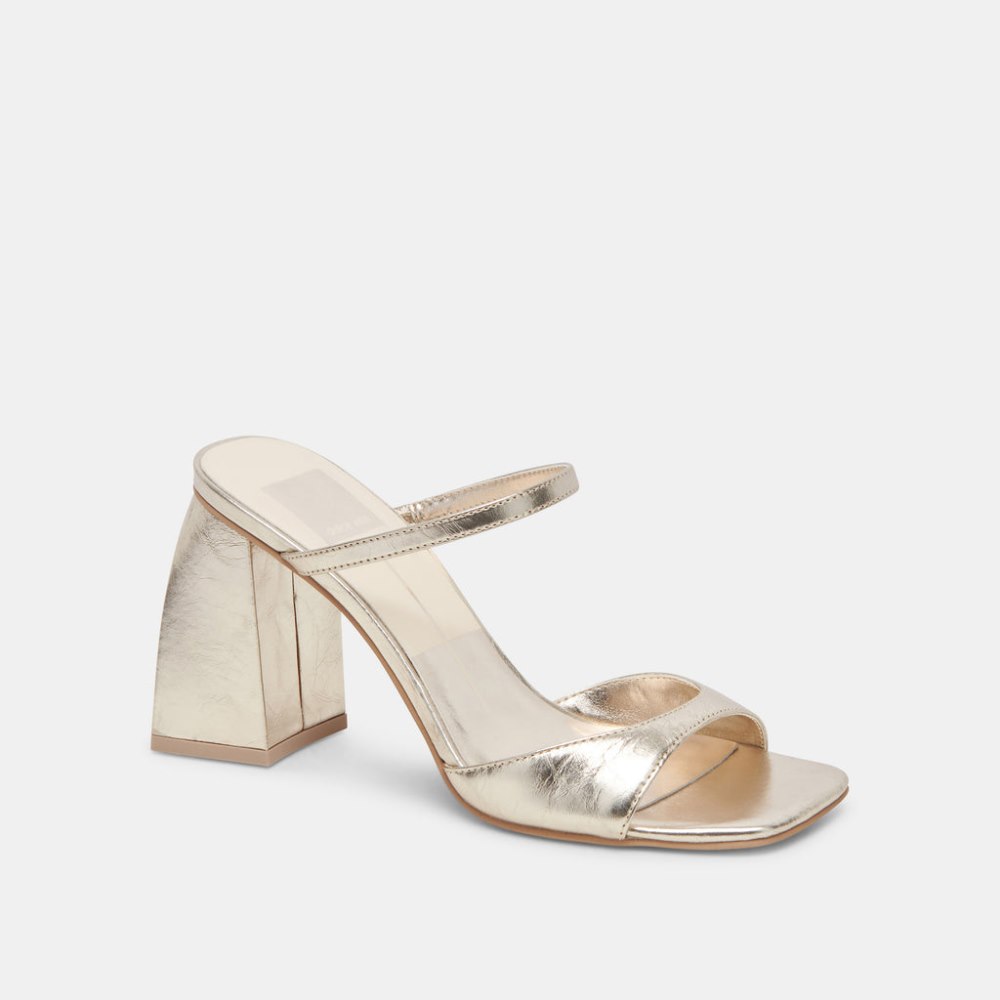 Dolce Vita Jemmy Heels Light Gold Crinkle Patent