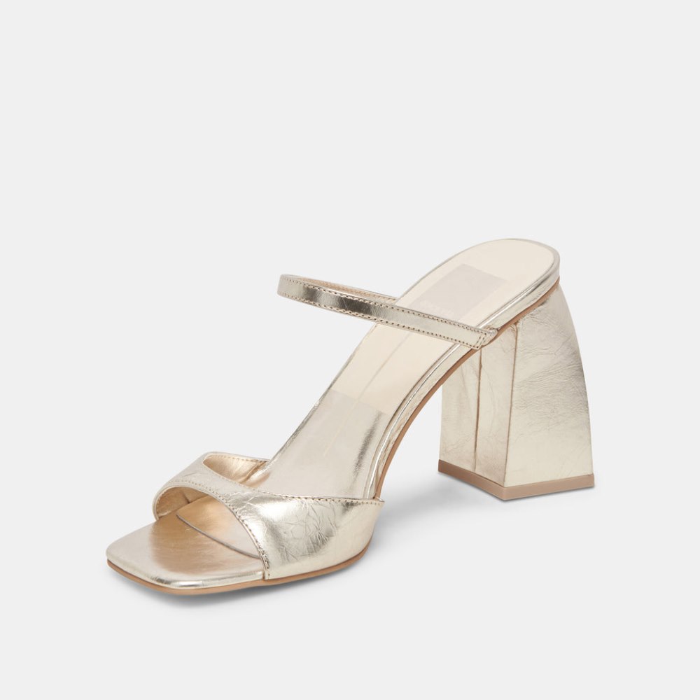 Dolce Vita Jemmy Heels Light Gold Crinkle Patent