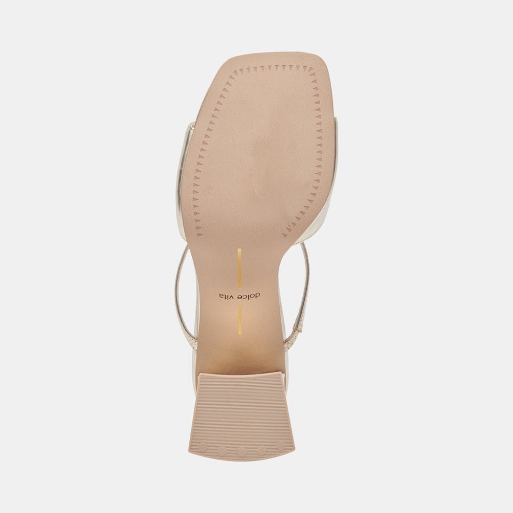 Dolce Vita Jemmy Heels Light Gold Crinkle Patent