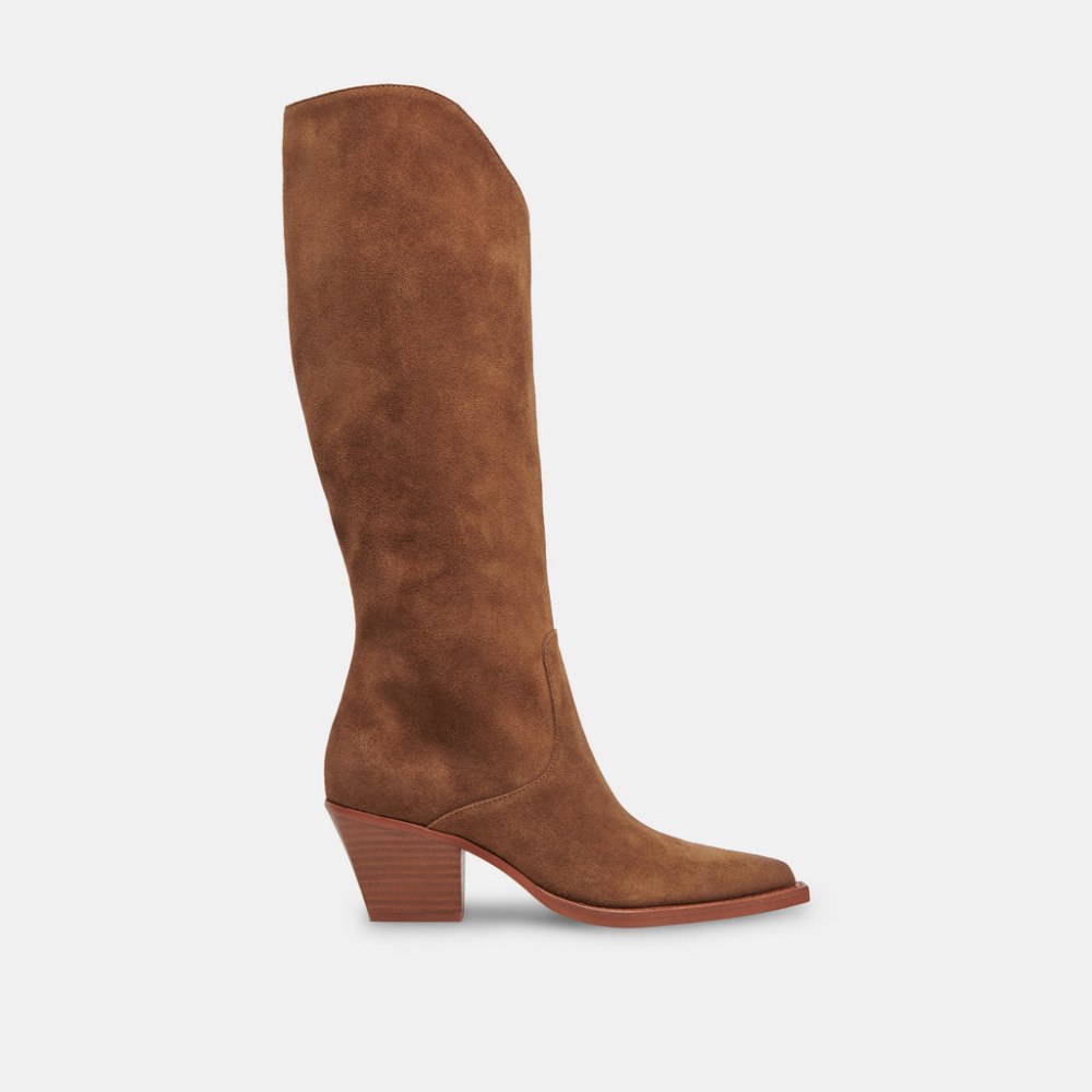 Dolce Vita Raj Wide Calf Boots Brown Suede