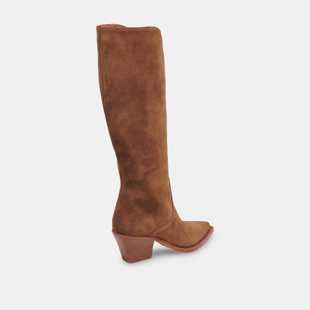 Dolce Vita Raj Wide Calf Boots Brown Suede