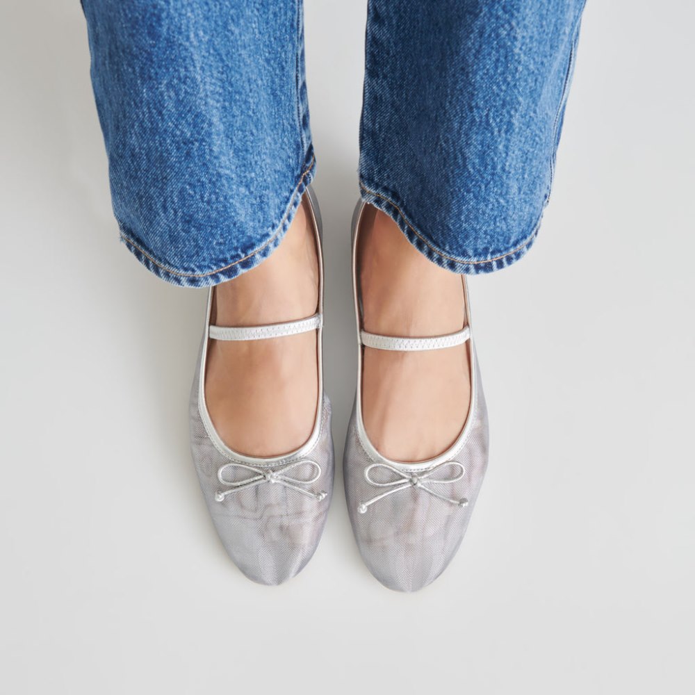 Dolce Vita Cadel Ballet Flats Silver Mesh
