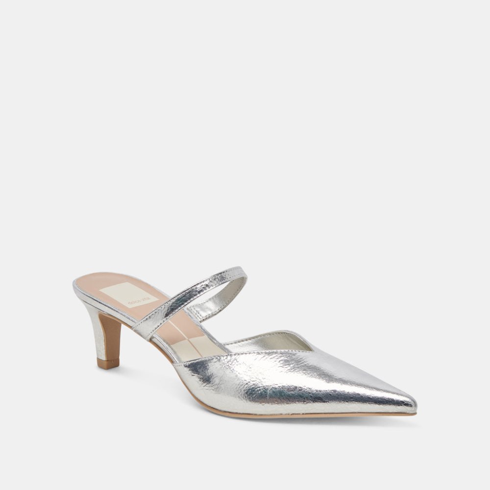 Dolce Vita Kanika Mid Heels Silver Distressed Leather