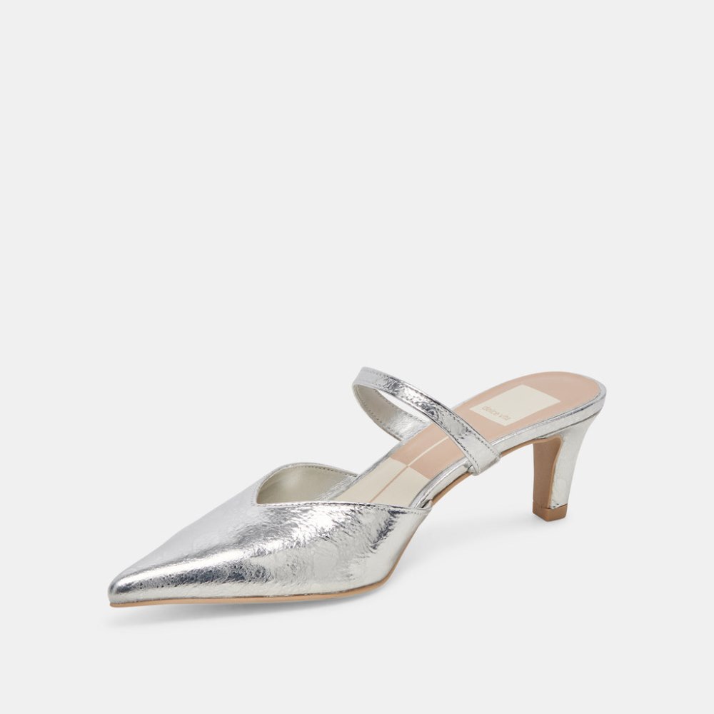 Dolce Vita Kanika Mid Heels Silver Distressed Leather