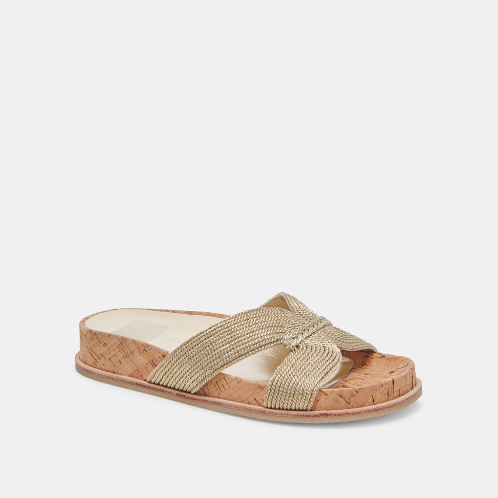 Dolce Vita Selda Sandals Gold Raffia