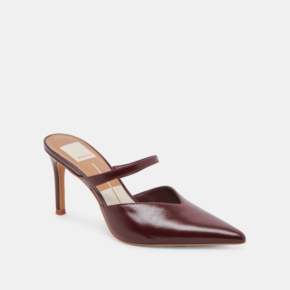 Dolce Vita Kanika Heels Burgundy Crinkle Patent