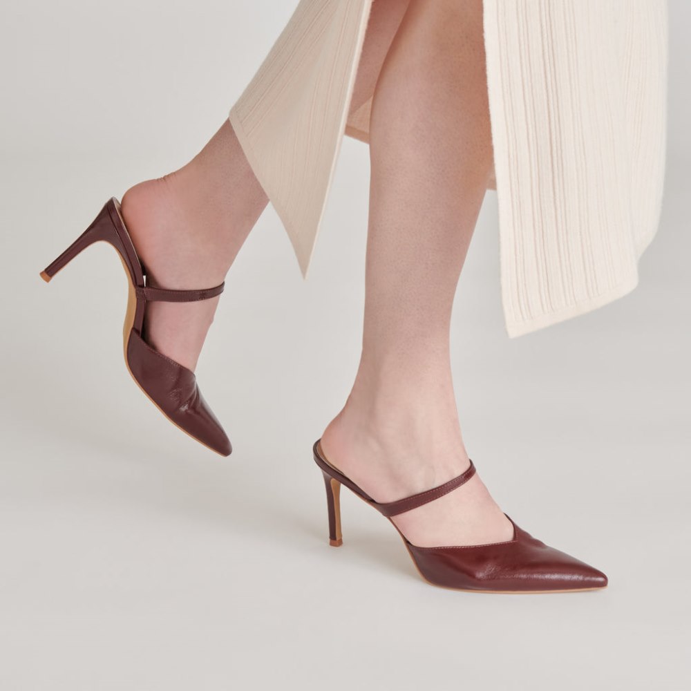 Dolce Vita Kanika Heels Burgundy Crinkle Patent